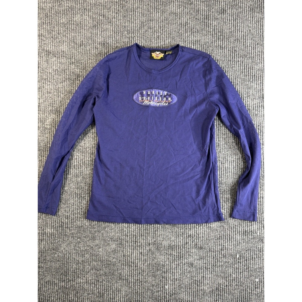 Y2K Harley-Davidson American Legend Purple Mesh Long‎ Sleeve T-Shirt Size M